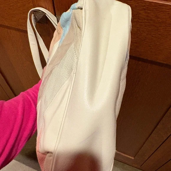 Vintage Leather Patchwork Purse Pastel Shoulder Bag 80’s NICE - Picture 8 of 9